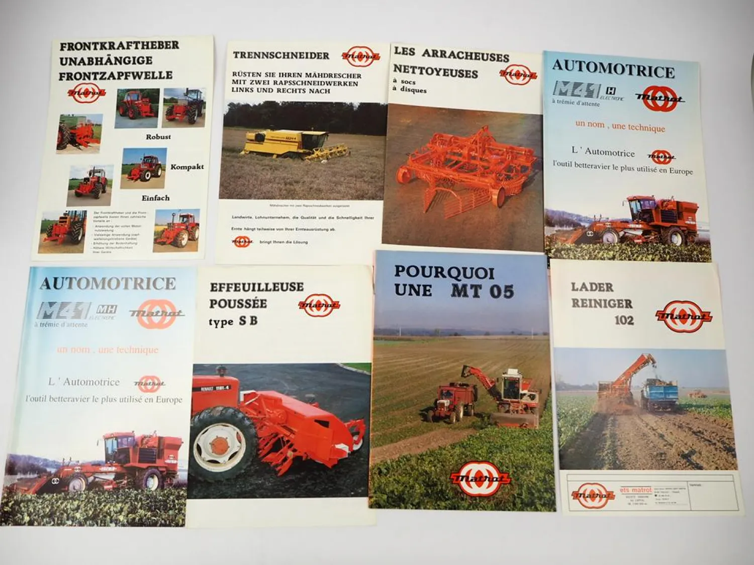 19 Original Prospekt Brochure Matrot France Landtechnik 1980/90er Jahre