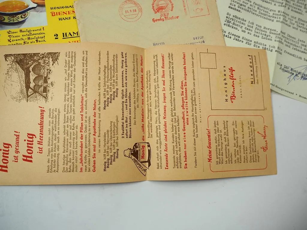 19 Stück Briefe Karten Thema Honig Biene Imker ca. 1930 bis 1950