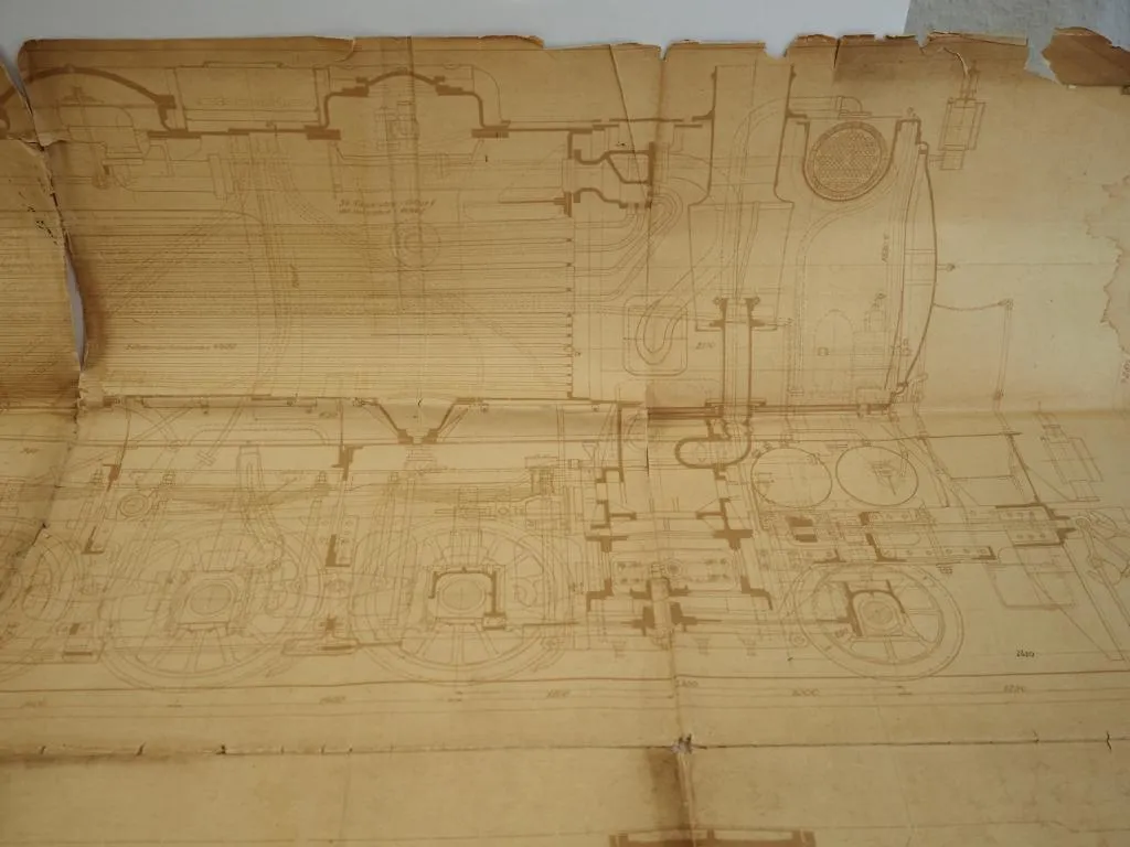 1E1 Heißdampf Tenderlok Krupp 1925 Längsschnitt Zeichnung WHE Hafen Herne
