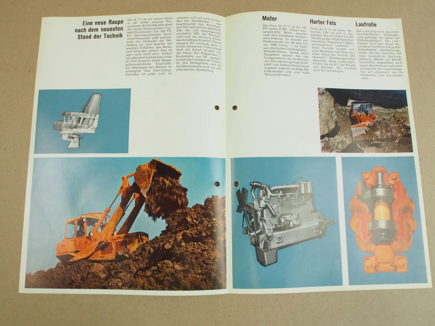 1x Prospekt Hanomag K11 Laderaupe mit 105 PS 6-Zylinder Motor 4/1964