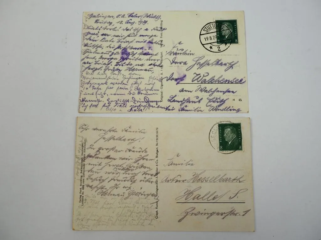 2 AK Gechingen Luftaufnahme und Gesamtansicht Oberamt Calw 1929 BW