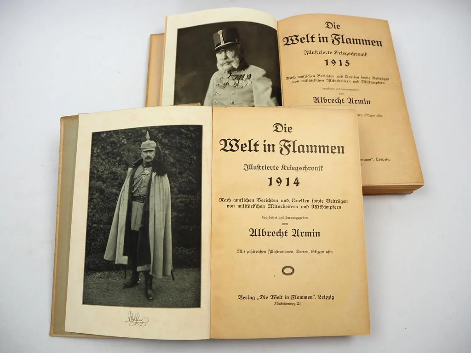 2 Bände Die Welt in Flammen 1914/15 A. Armin Illustrierte Kriegs-Chronik WK1