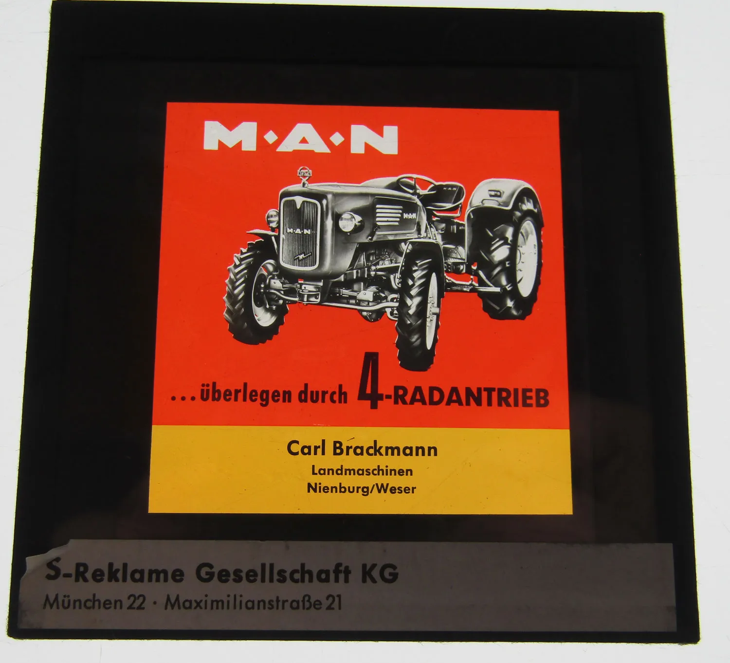 2 Farbdiapositiv MAN Dieselschlepper Werbung 4 Rad ca 1960 Original