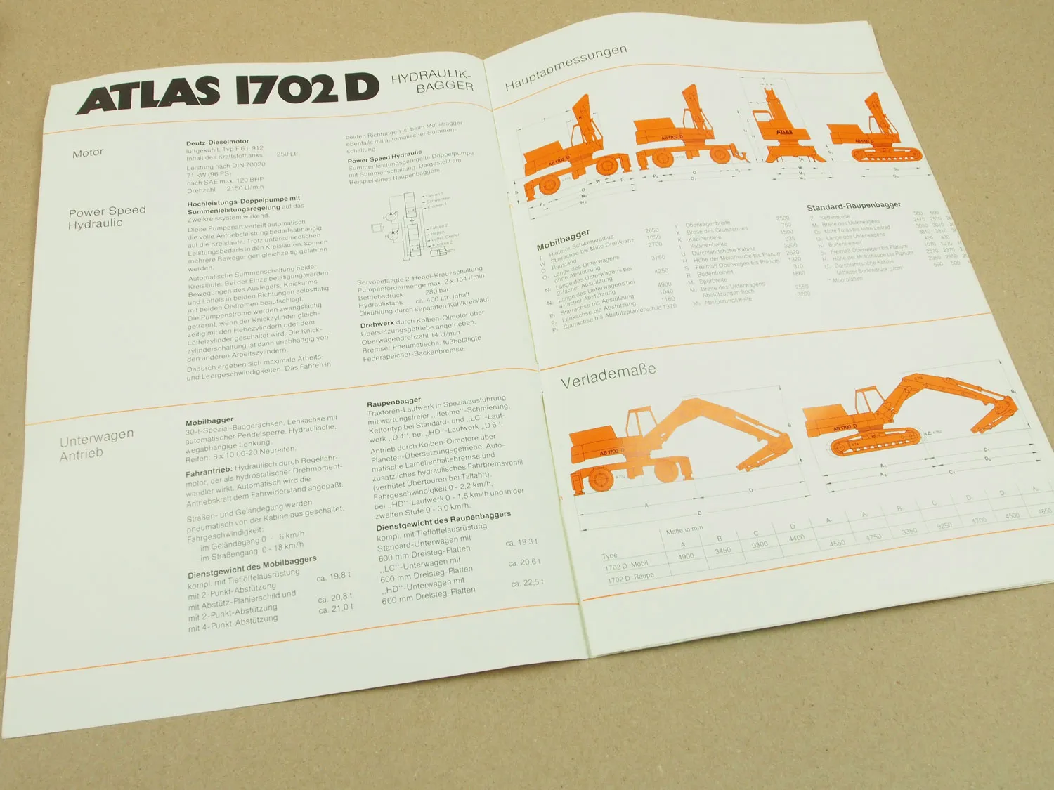 2 Prospekte Atlas 1702D Raupenbagger und Mobilbagger 1977/79