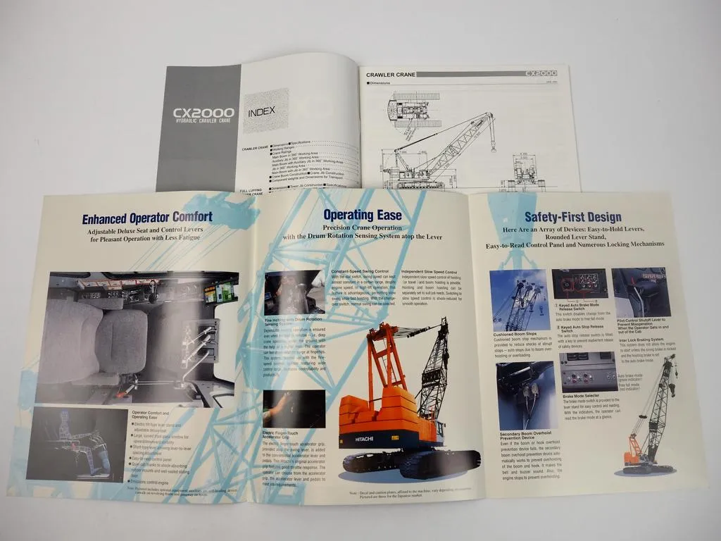 2 Prospekte Brochures Hitachi CX2000 Raupenkran Hydraulic Crawler Crane 1999