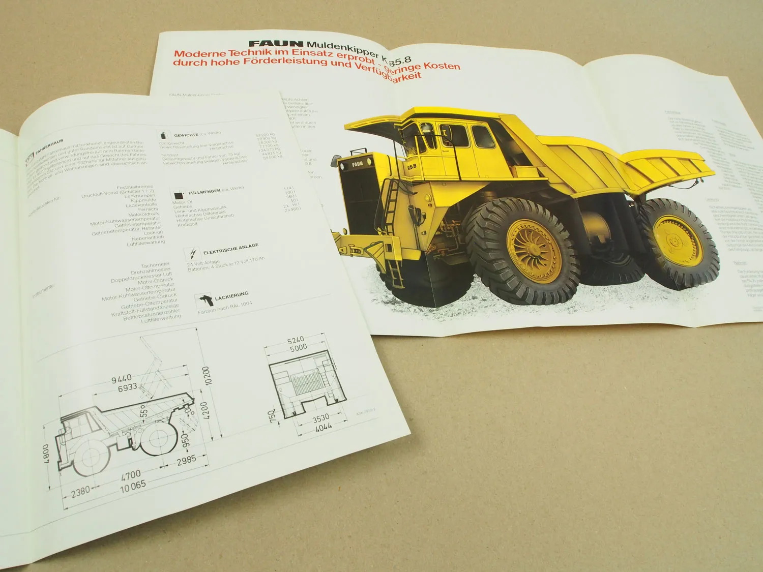 2 Prospekte Datenblätter FAUN K85.8 Muldenkipper von 1983