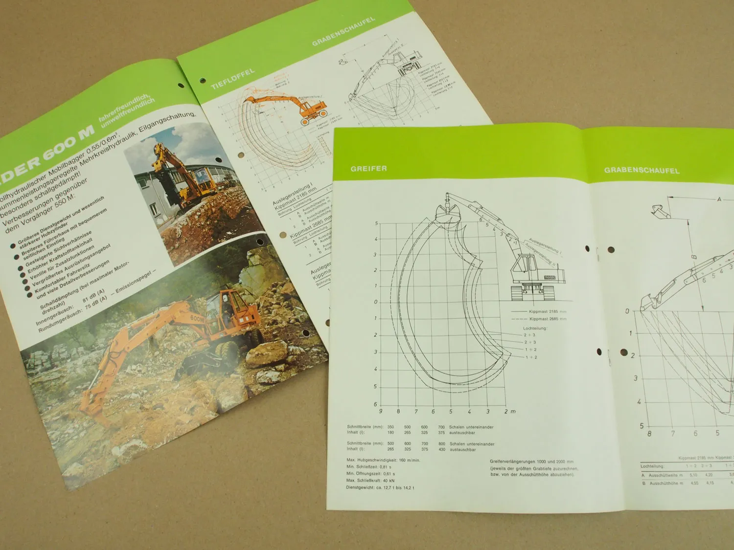 2 Prospekte Eder 600M und 600R Mobilbagger Kettenbagger wohl 70er Jahre