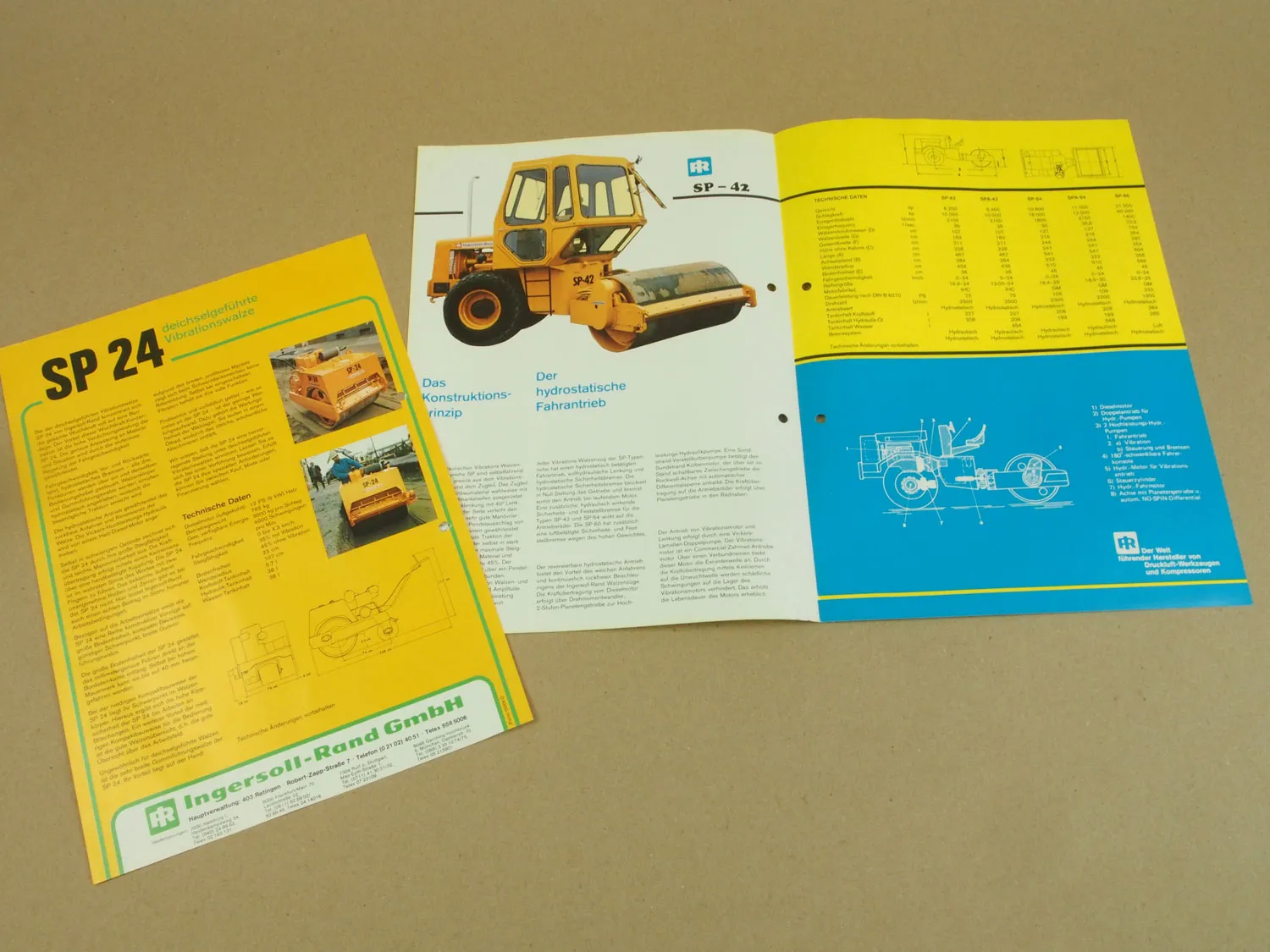 2 Prospekte Ingersoll Rand SP24 SP42 SP54 und SP60 Walzenzüge