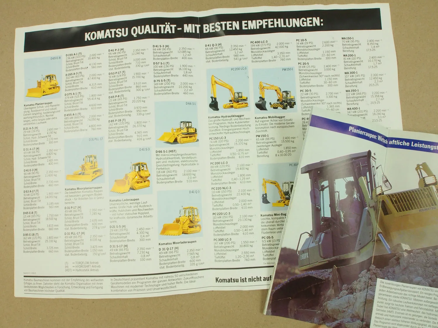 2 Prospekte Komatsu Lieferprogramm 1999 Bagger Raupen Kipper Lader Brechanlagen