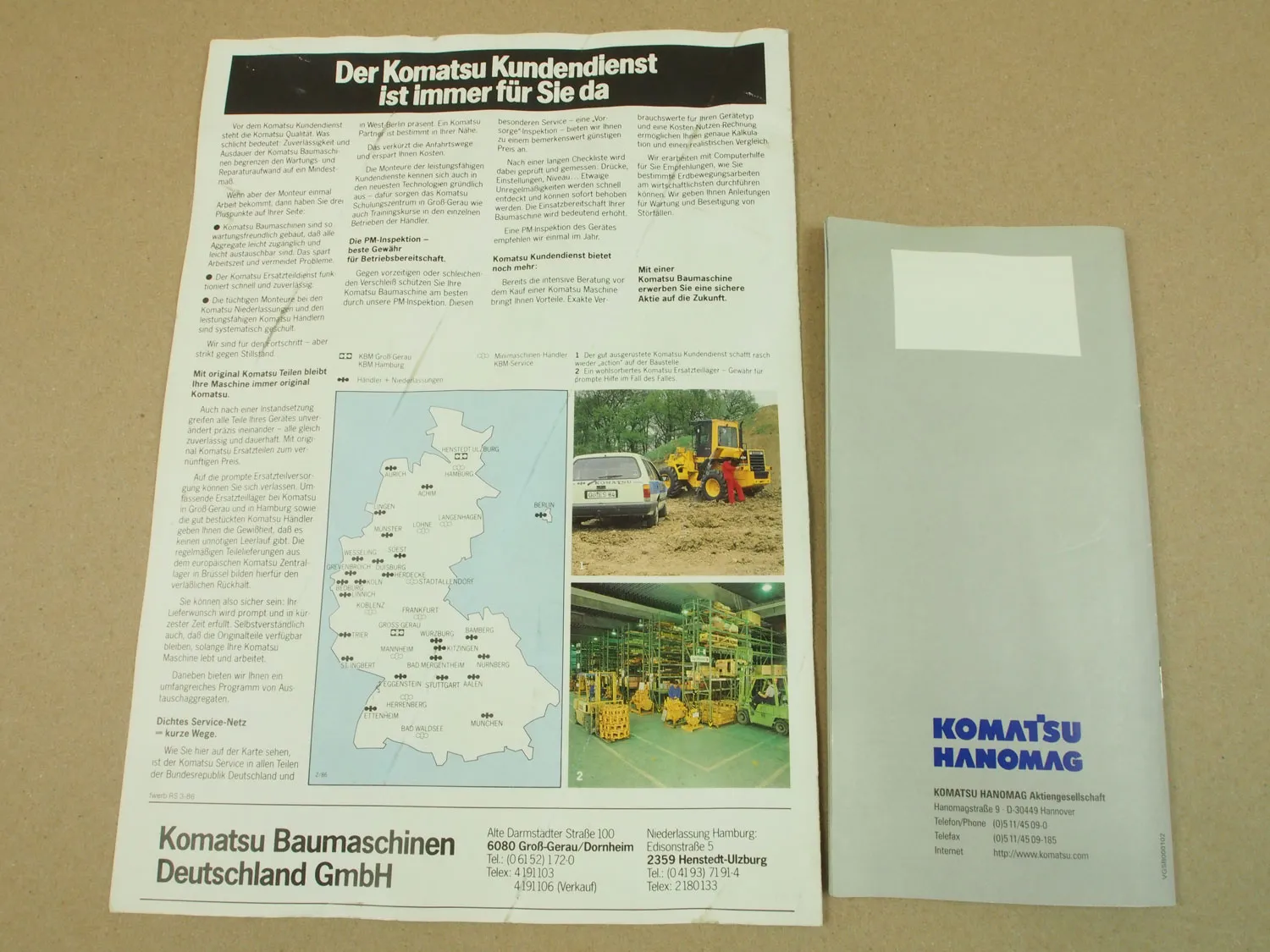 2 Prospekte Komatsu Lieferprogramm 1999 Bagger Raupen Kipper Lader Brechanlagen