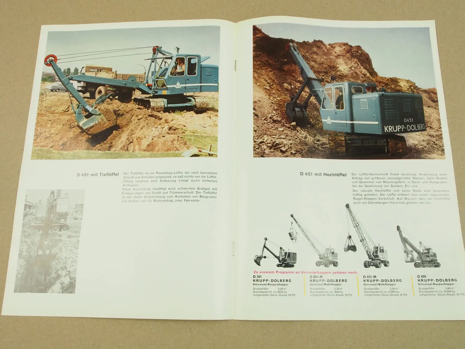 2 Prospekte Krupp Dolberg D451 Universalraupenbagger um 1965