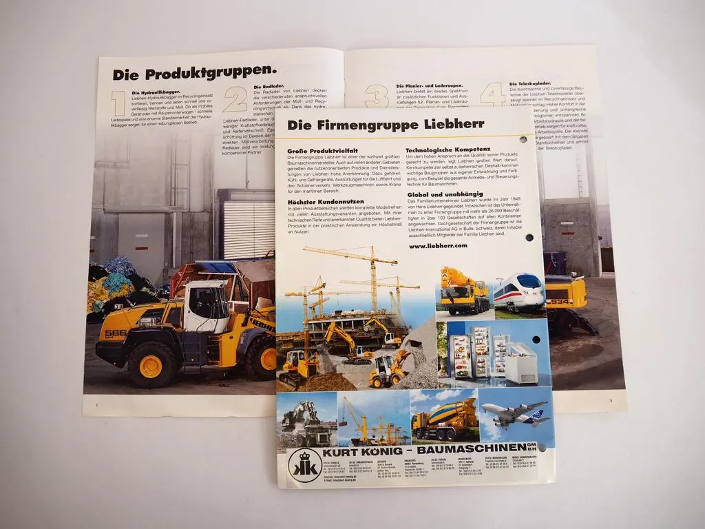 2 Prospekte Liebherr Umschlaggeräte Recycling + Anbauwerkzeuge 2008 Label