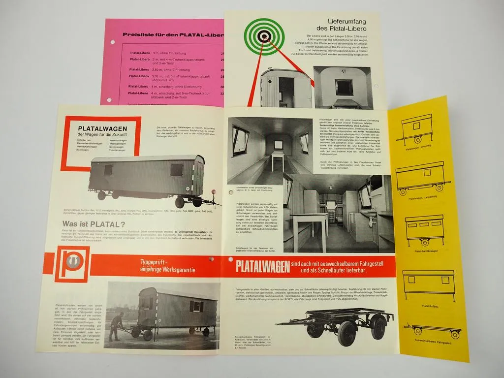 2 Prospekte Platal Bauwagen Kakerbeck DDR Export 1970er Jahre