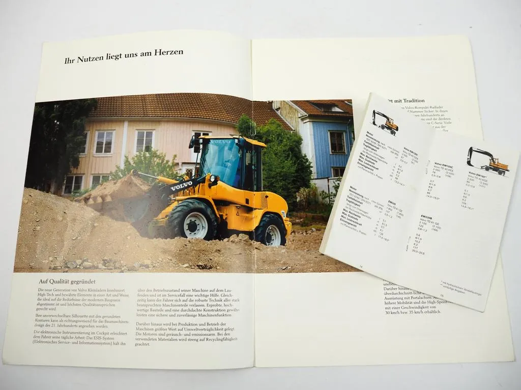2 Prospekte Volvo Produktprogramm Radlader Dumper Bagger 1998