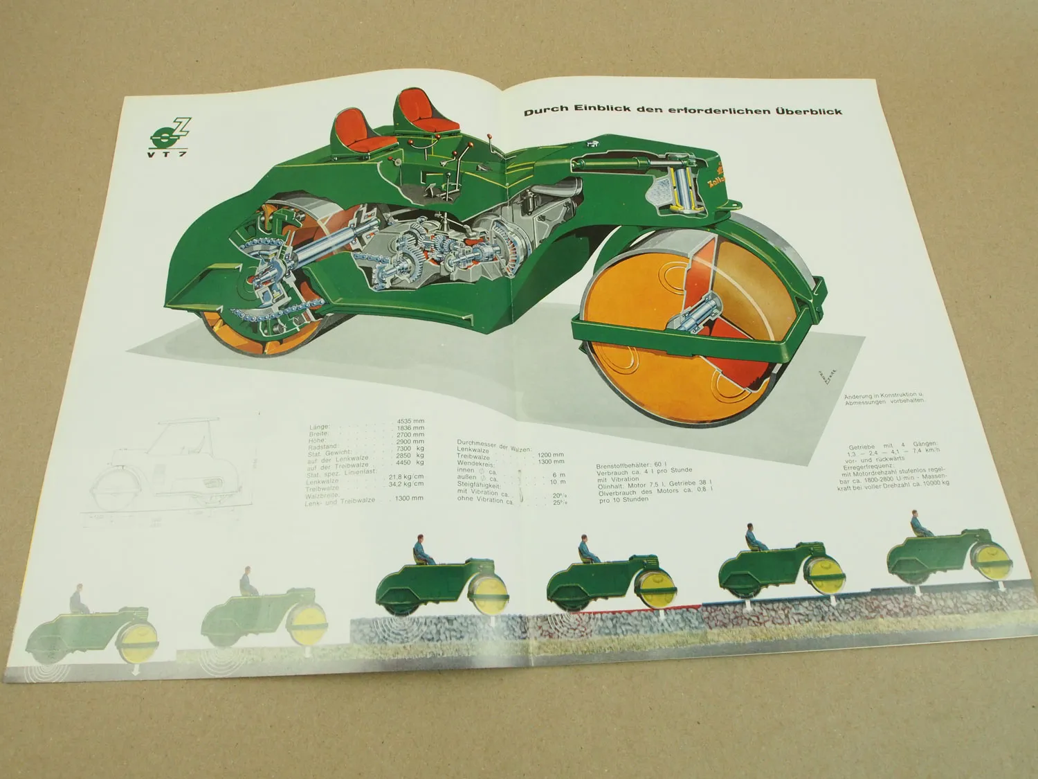 2 Prospekte Zettelmeyer VT7 Vibrations Tandemwalze 1964