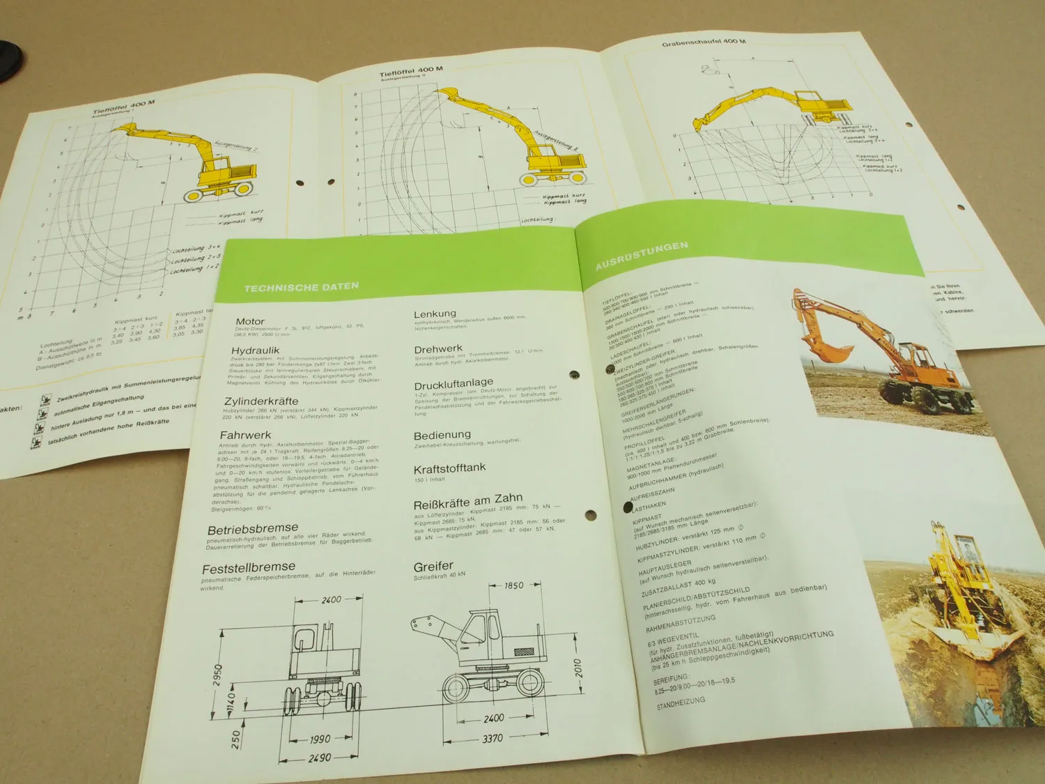 2 Prospekte zum Eder 400M Mobilbagger Hydraulikbagger