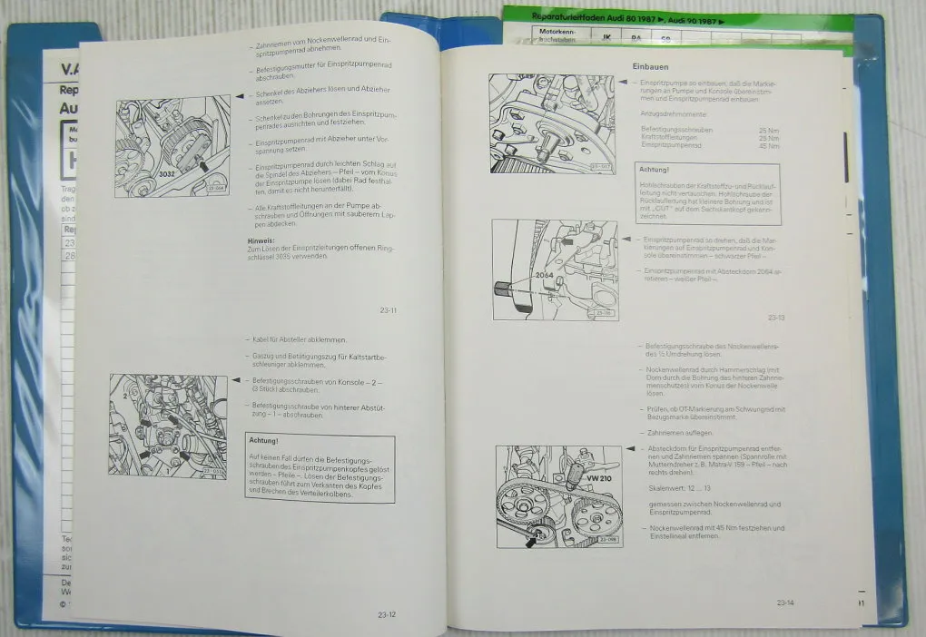 2 Reparaturleitfaden Audi 80 90 B3 1,6l Dieselmotor JK RA SB Werkstatthandbuch