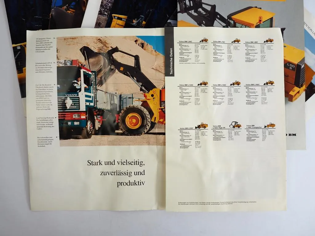 20 Prospekte Volvo BM Radlader L50 - L330 von 80/90er Jahren