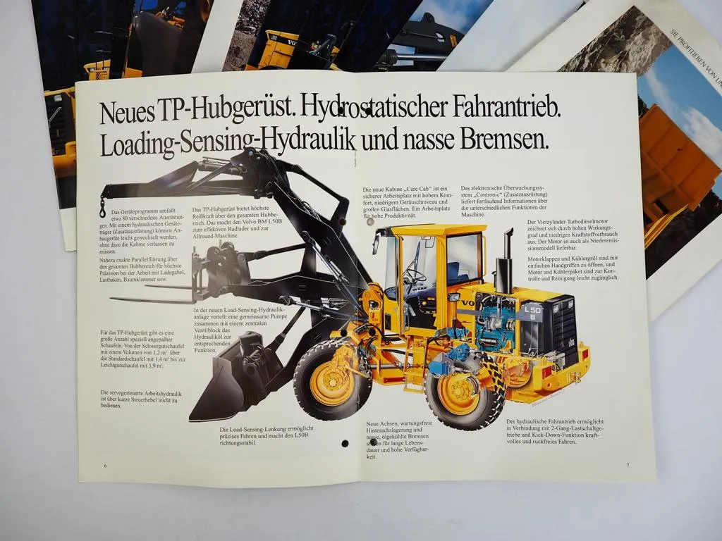 20 Prospekte Volvo BM Radlader L50 - L330 von 80/90er Jahren