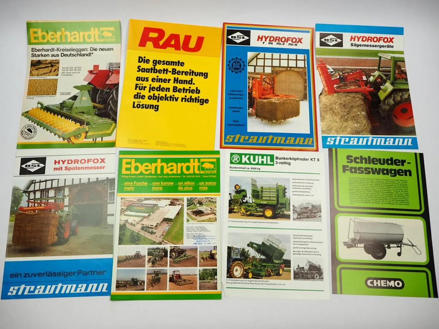 20x Original Prospekt Landtechnik 1970/80er Jahre z.B. Eberhardt Rau Dameco Lely