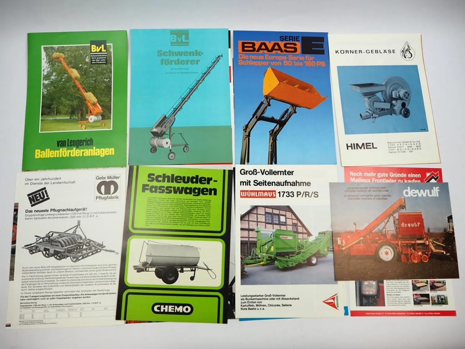 20x Original Prospekt Landtechnik 1970/80er Jahre z.B. Mailleux Infoagrar Baas