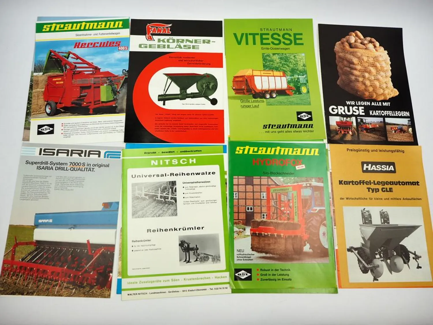 20x Original Prospekt Landtechnik 1970/80er Jahre z.B. Strautmann Gruse Isaria