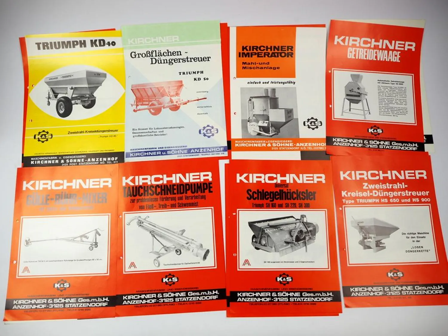 21x Original Prospekt Kirchner Anzenhof Landtechnik ca. 1970/80er Jahre