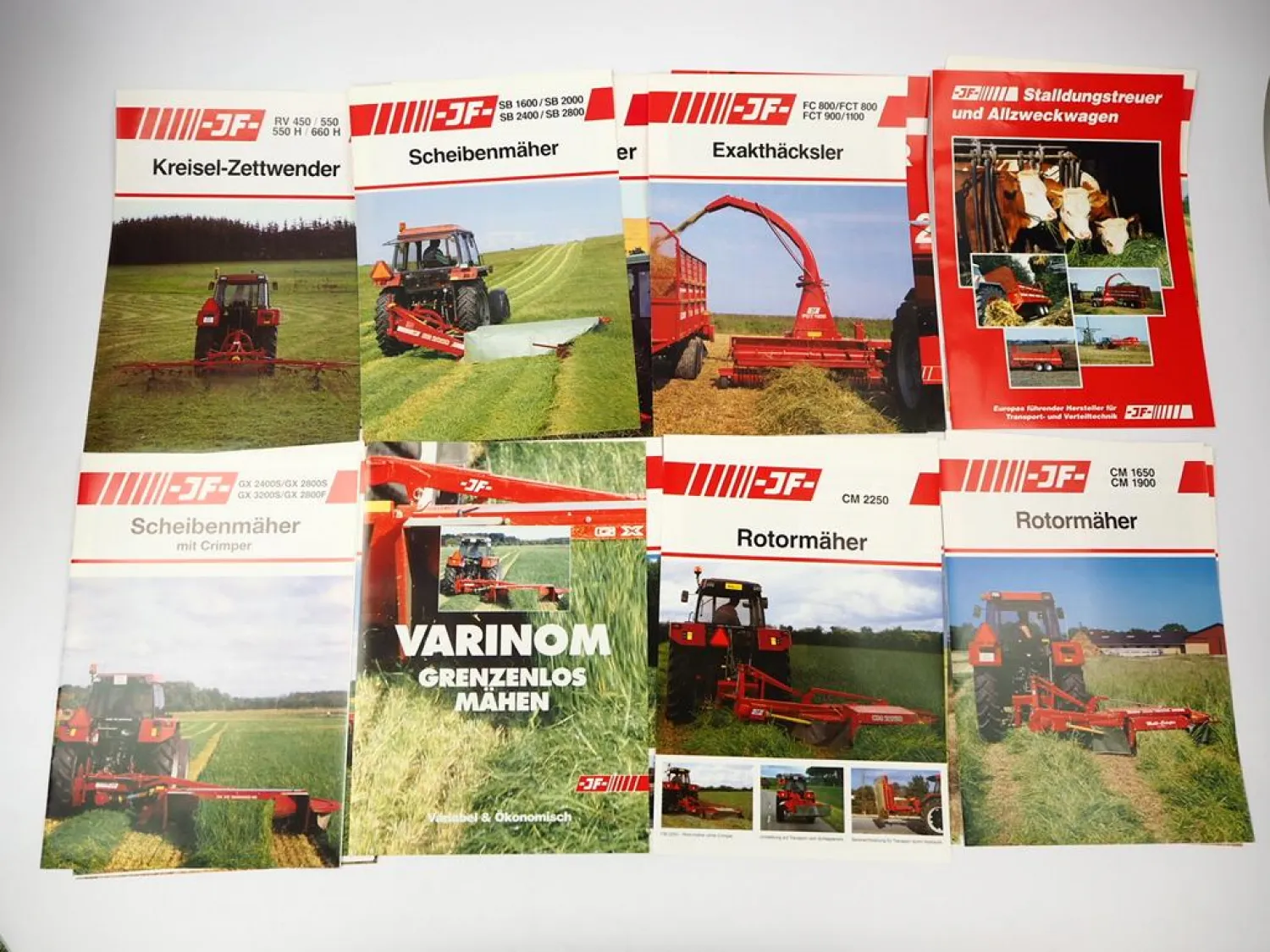23x Original Prospekt in Mappe JF Landtechnik Mähwerke Häcksler 1990er J.