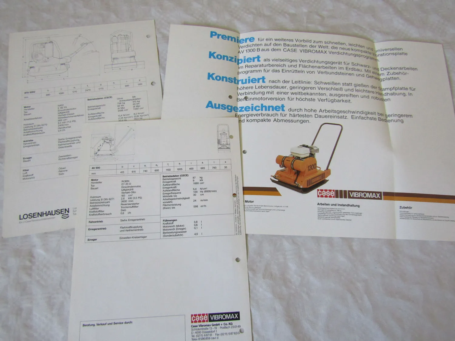24 Prospekte Case Vibromax Verdichtungsprogramm Vibrationsplatten 80/90er Jahre