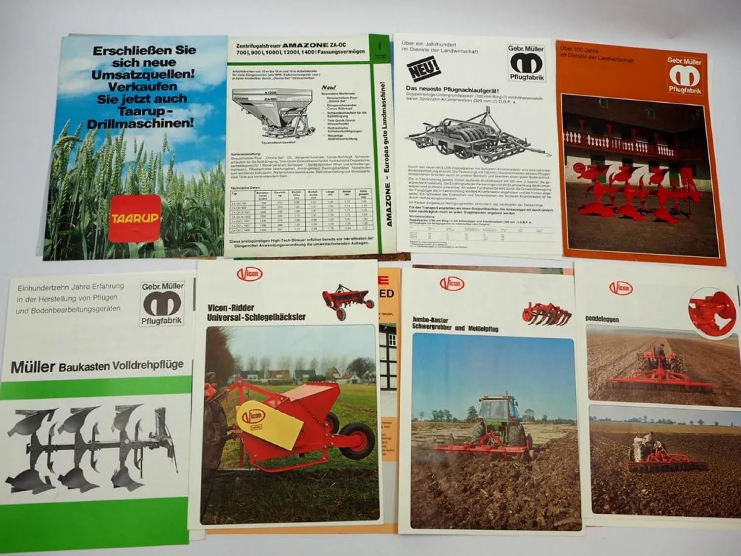 27x Orig. Prospekt Landtechnik Amazone Kemper Taarup Dieci 1970er bis 2000er J.