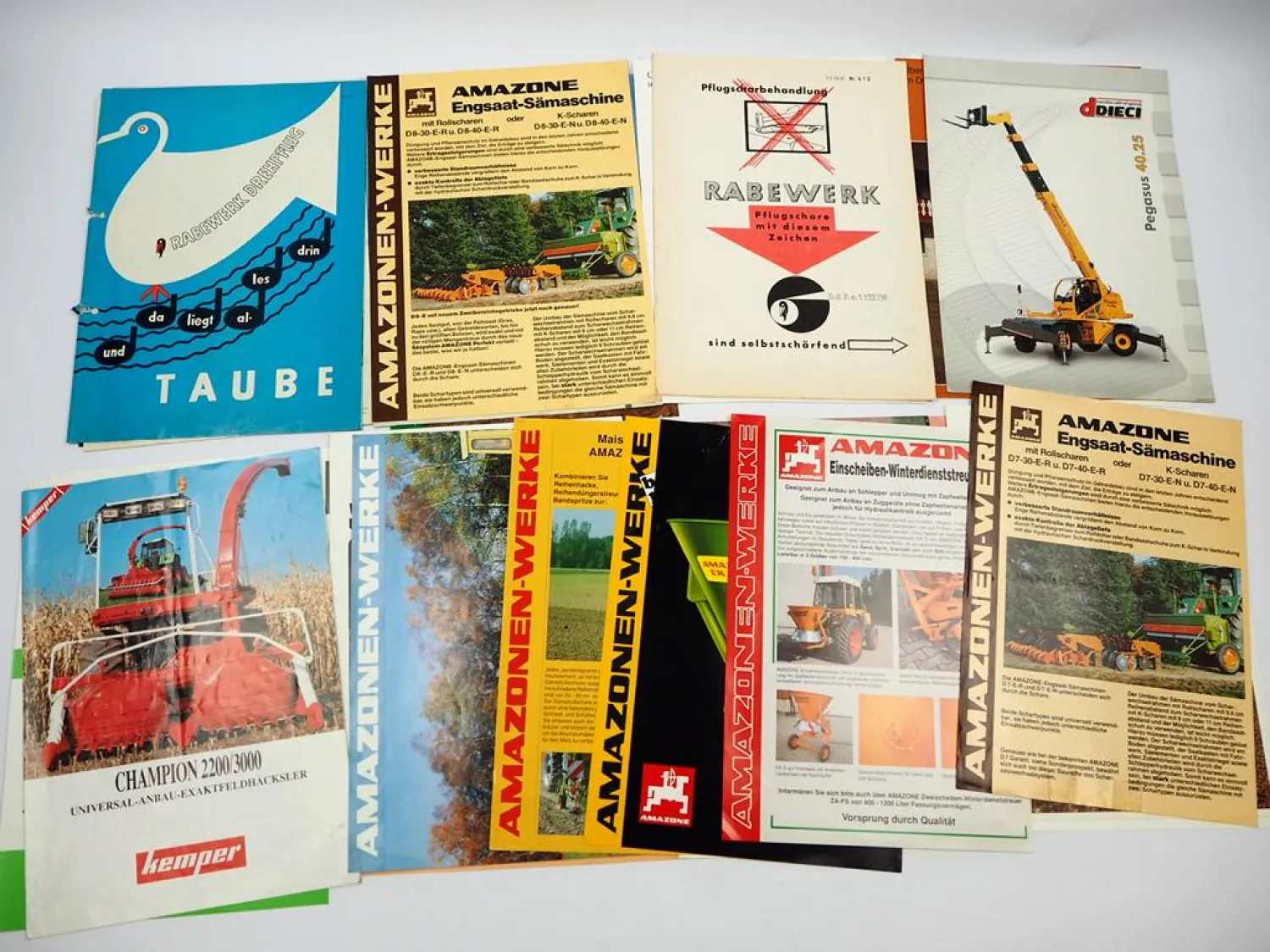 27x Orig. Prospekt Landtechnik Amazone Kemper Taarup Dieci 1970er bis 2000er J.