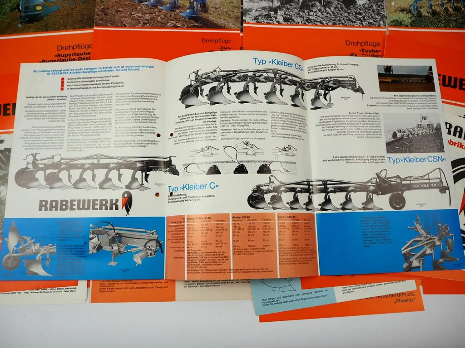 29x Original Prospekt Rabewerk Landtechnik Eggen Pflüge Grubber 1970er Jahre