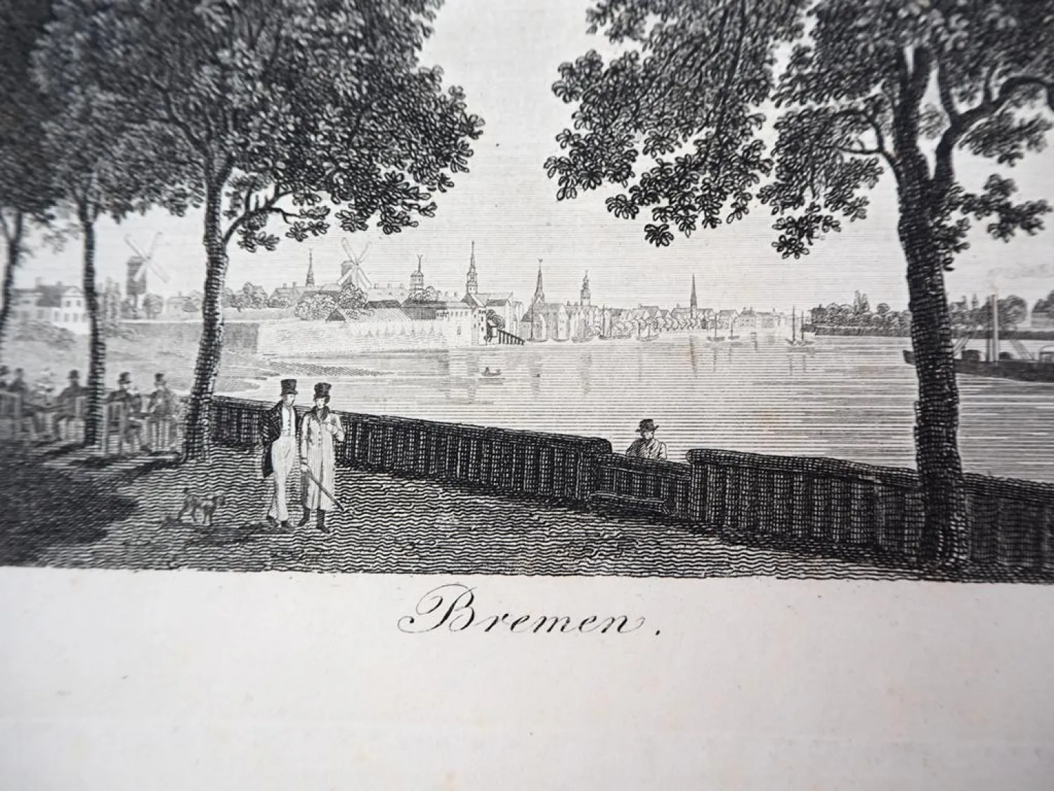 2x Alter Stich Bremen Hafen - Hamburg Eppendorf ca. 1850