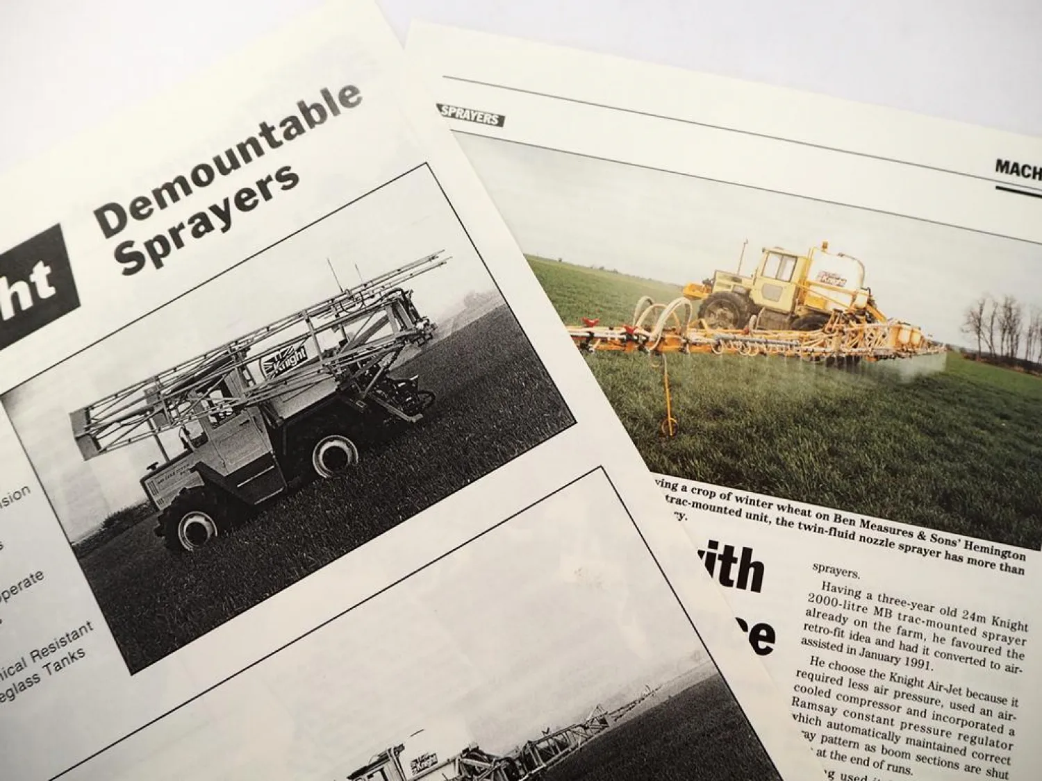2x Brochure Knight Mounted Sprayers for MB trac 1992