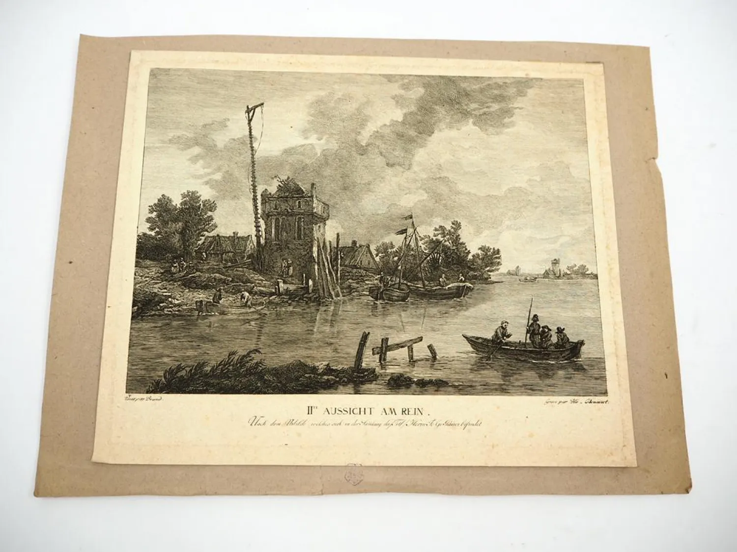 2x Kupferstich Ansichten vom Rhein ca. um 1790 Schneider Rücker Brand Benedict