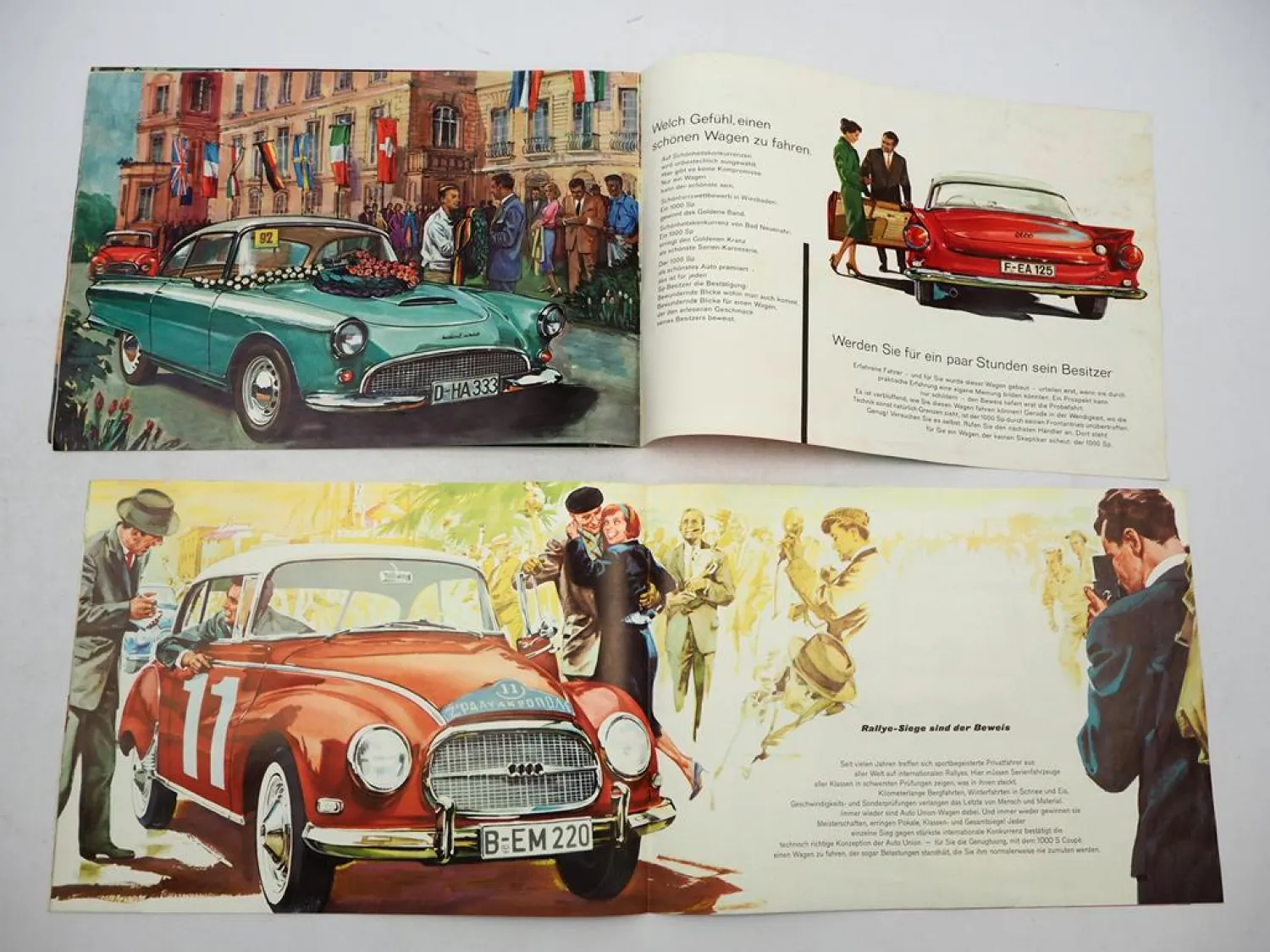 2x Orig. Prospekt Auto Union DKW 1000 S SP Coupe 1950/60er Jahre