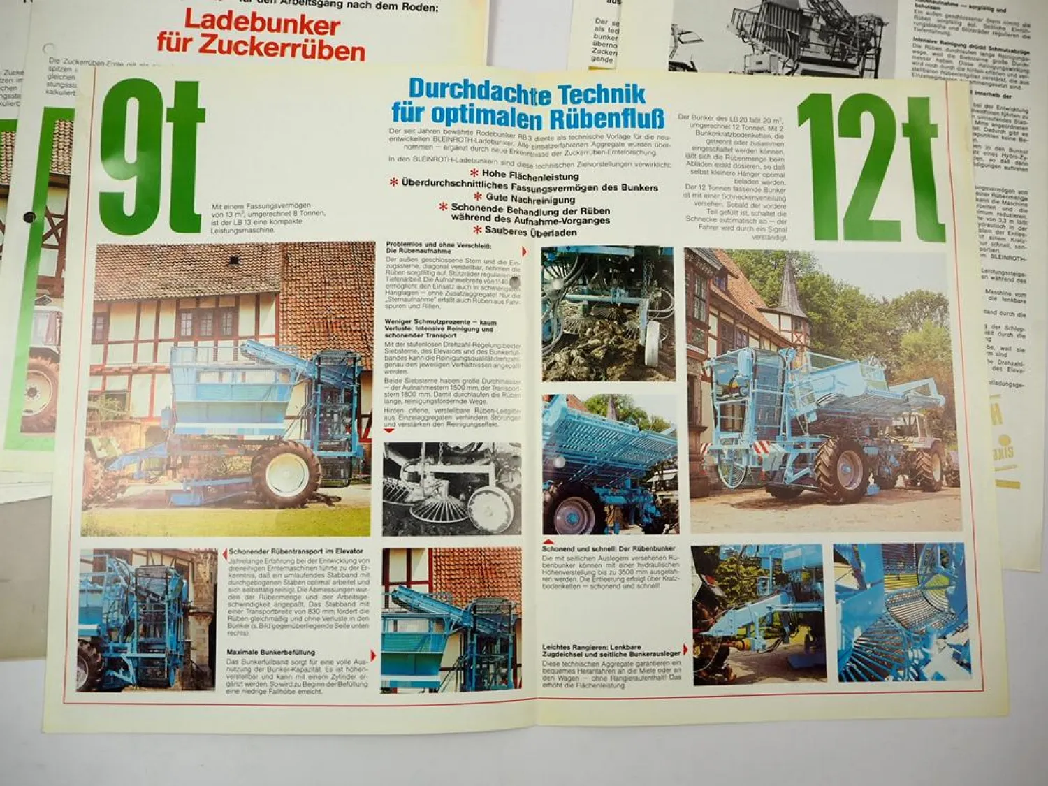 2x Original Prospekt Foto Bleinroth LB Ladebunker für Zuckerrüben 1970/80er J.
