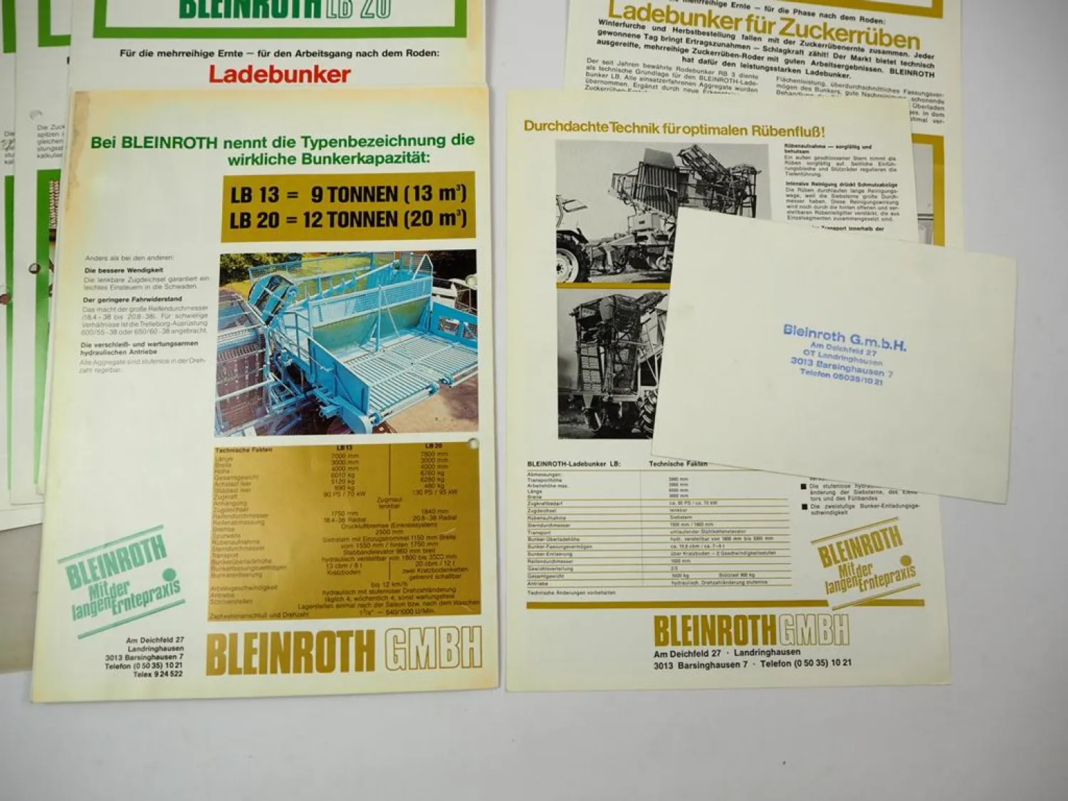 2x Original Prospekt Foto Bleinroth LB Ladebunker für Zuckerrüben 1970/80er J.