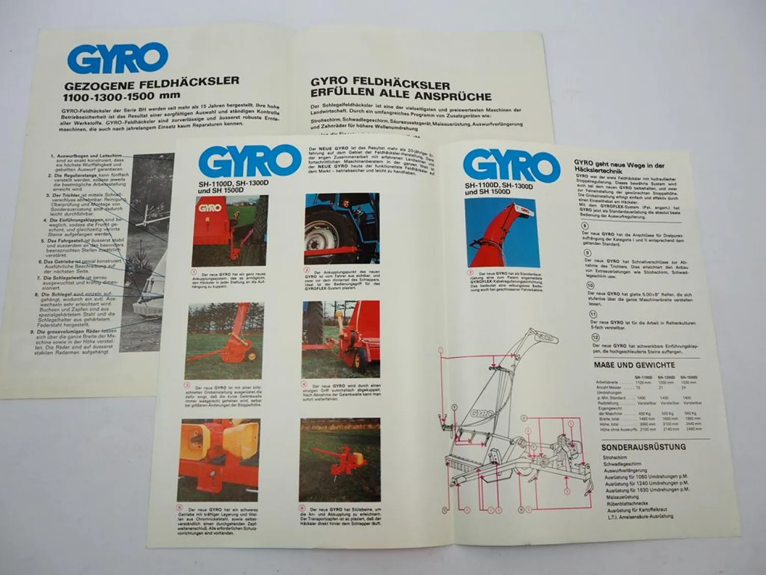 2x Original Prospekt Gyro SH BH Feldhäcksler Landtechnik 1970er Jahre Dänemark