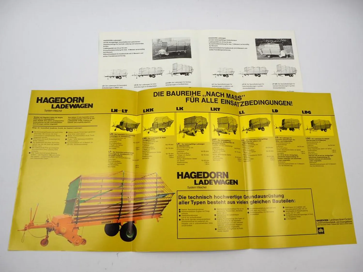 2x Original Prospekt Hagedorn LN LT LK LL LD Ladewagen 1970/80er Jahre