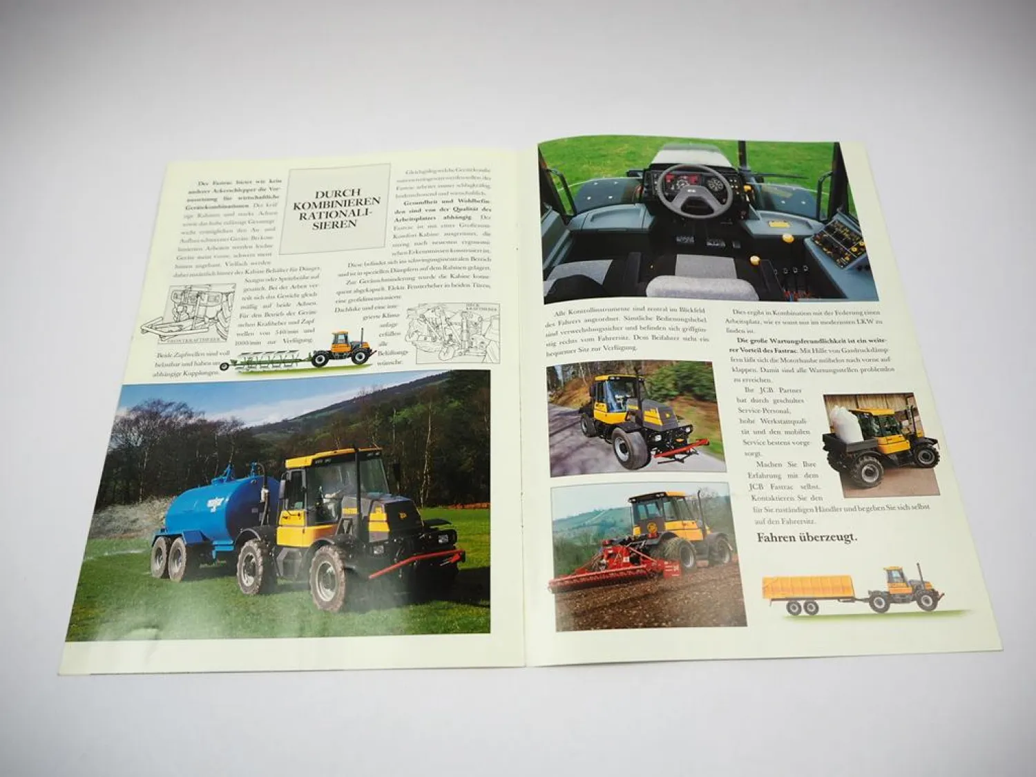 2x Original Prospekt JCB 125 145 Turbo Fastrac Allradackerschlepper ca. 90er J