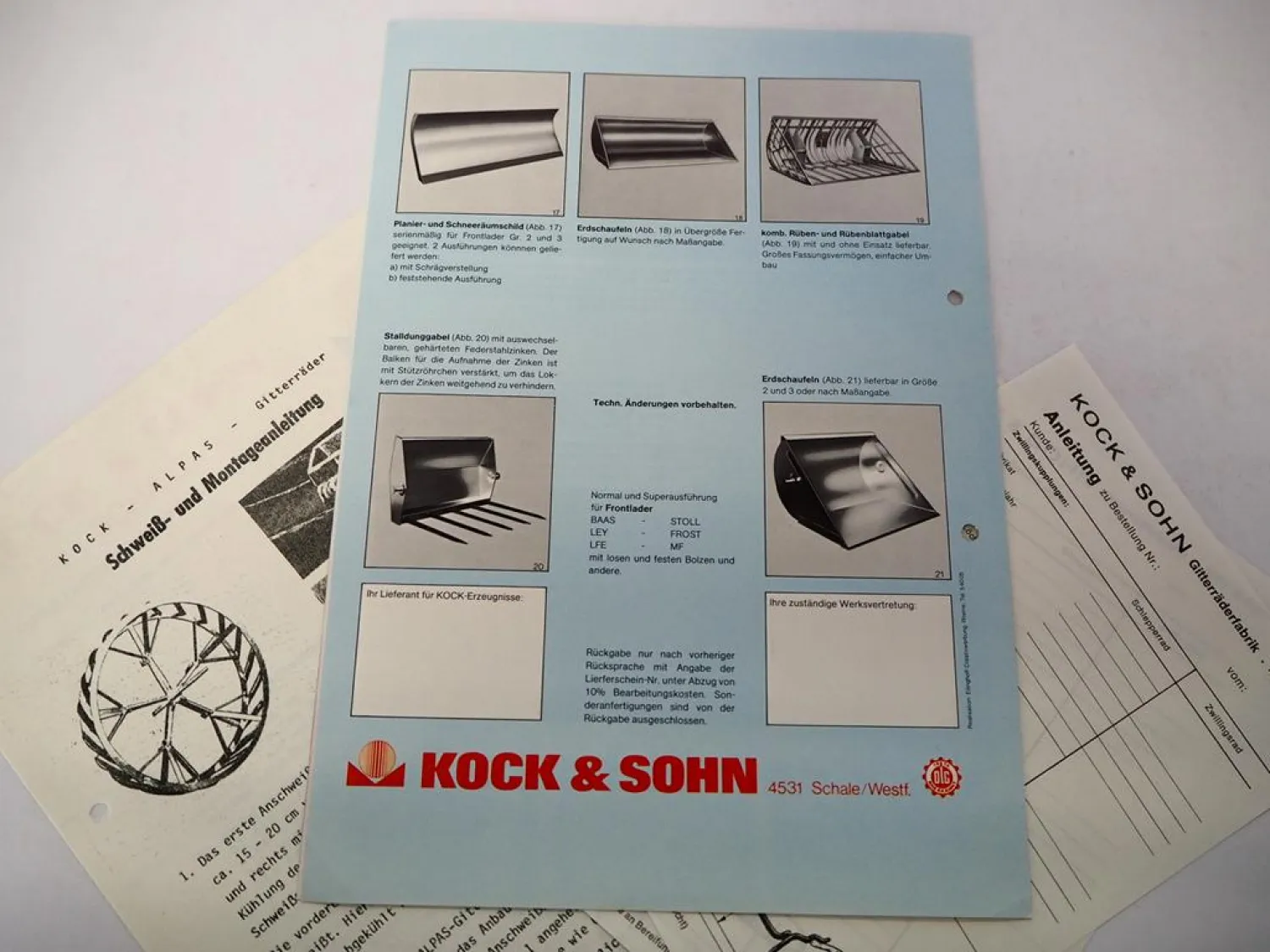 2x Original Prospekt Kock & Sohn Alpas Gitterräder z.B. am John Deere Schlepper