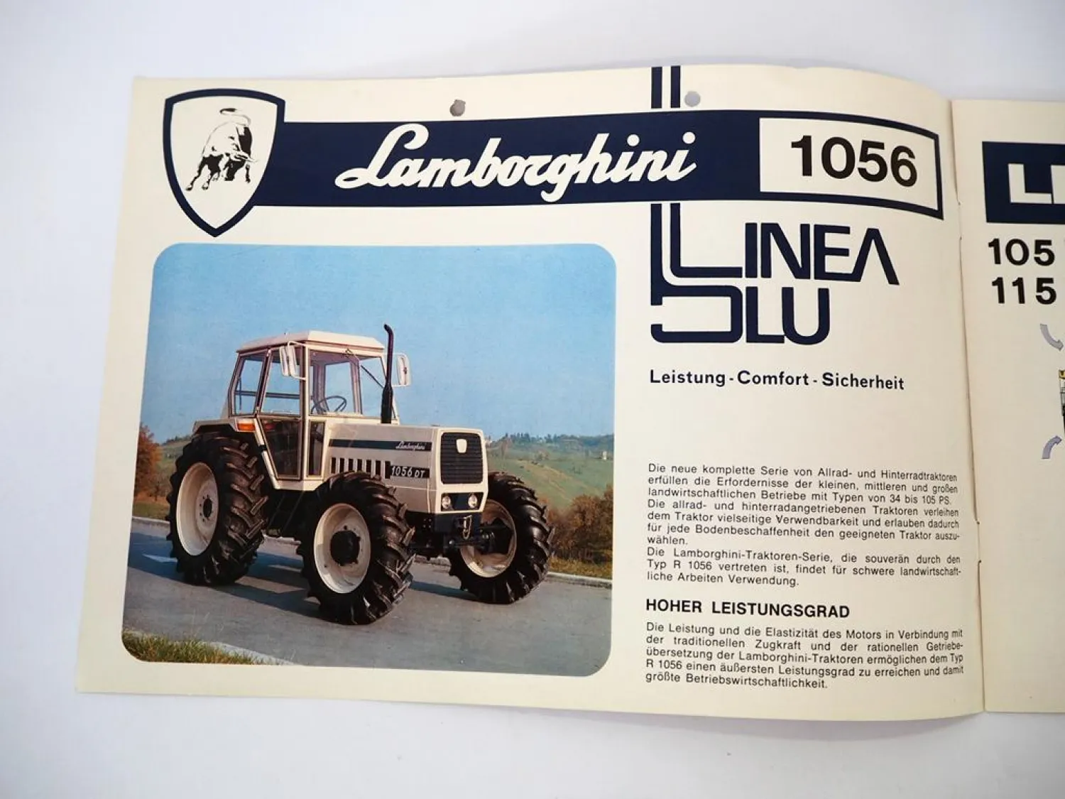 2x Original Prospekt Lamborghini 1056 1056DT Schlepper 1970/80er Jahre