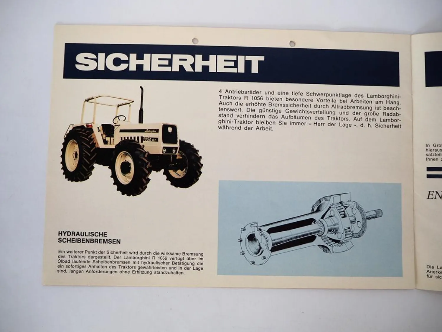 2x Original Prospekt Lamborghini 1056 1056DT Schlepper 1970/80er Jahre