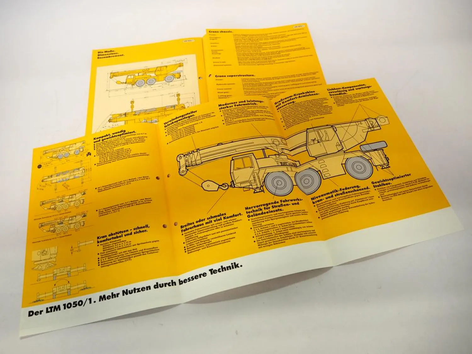 2x Original Prospekt Liebherr LTM 1050/1 Mobilkran Technische Daten 1994/1995