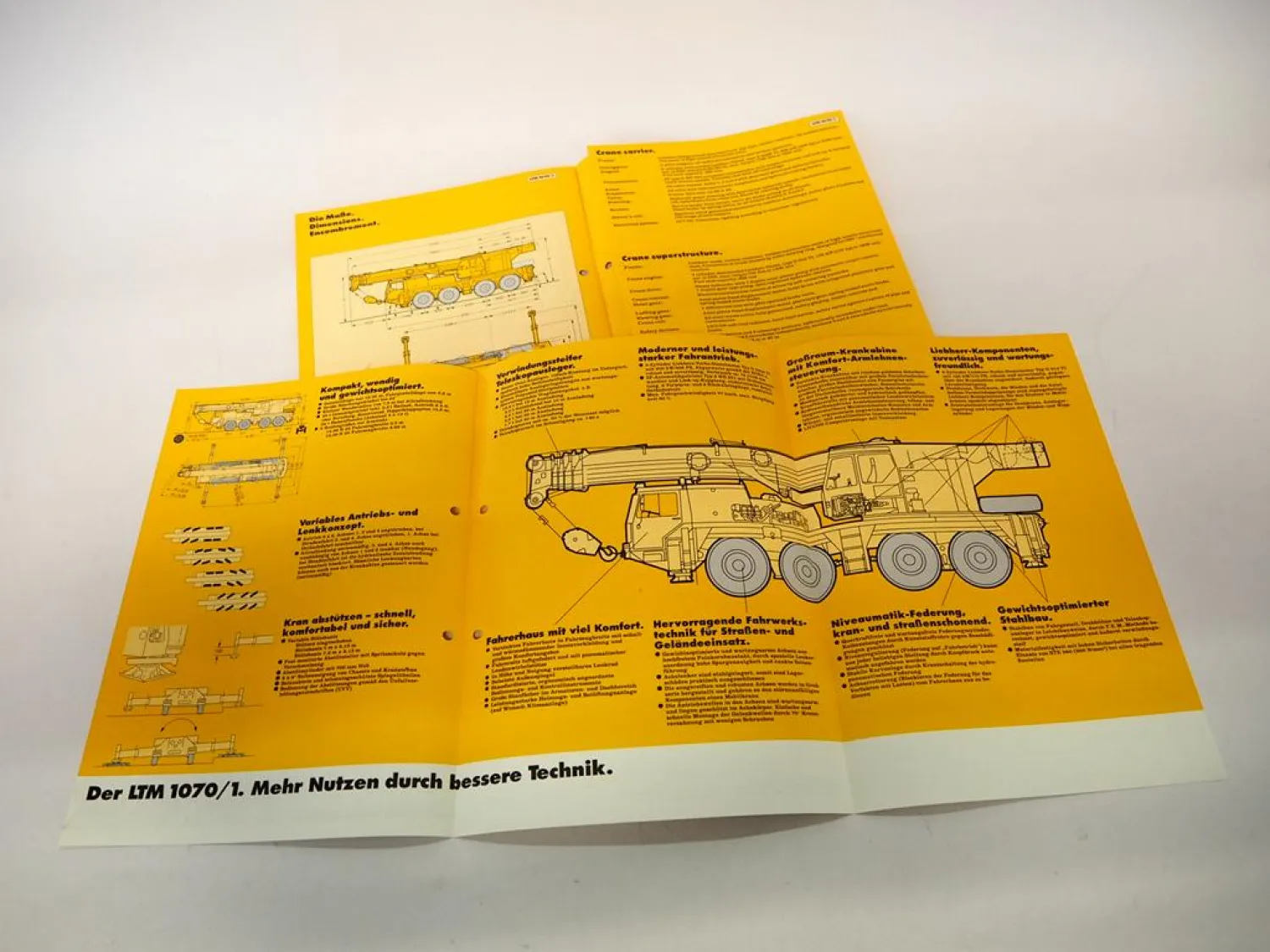 2x Original Prospekt Liebherr LTM 1070/1 Mobilkran Technische Daten 1994/1995