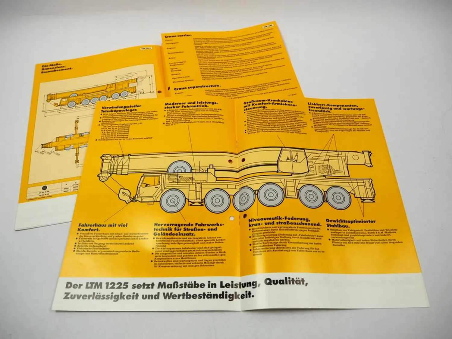 2x Original Prospekt Liebherr LTM 1255 Mobilkran Technische Daten 1994/1995