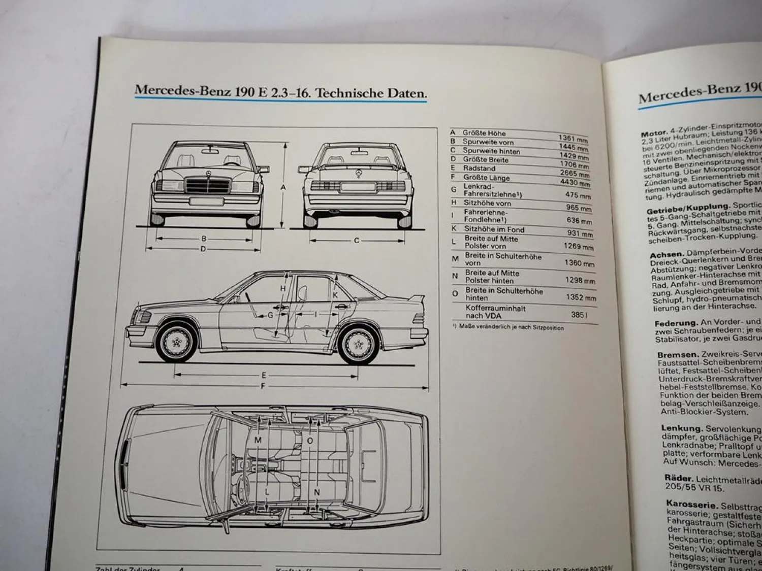 2x Original Prospekt Mercedes Benz 190E 2.3-16 + Zubehör 1984 W201