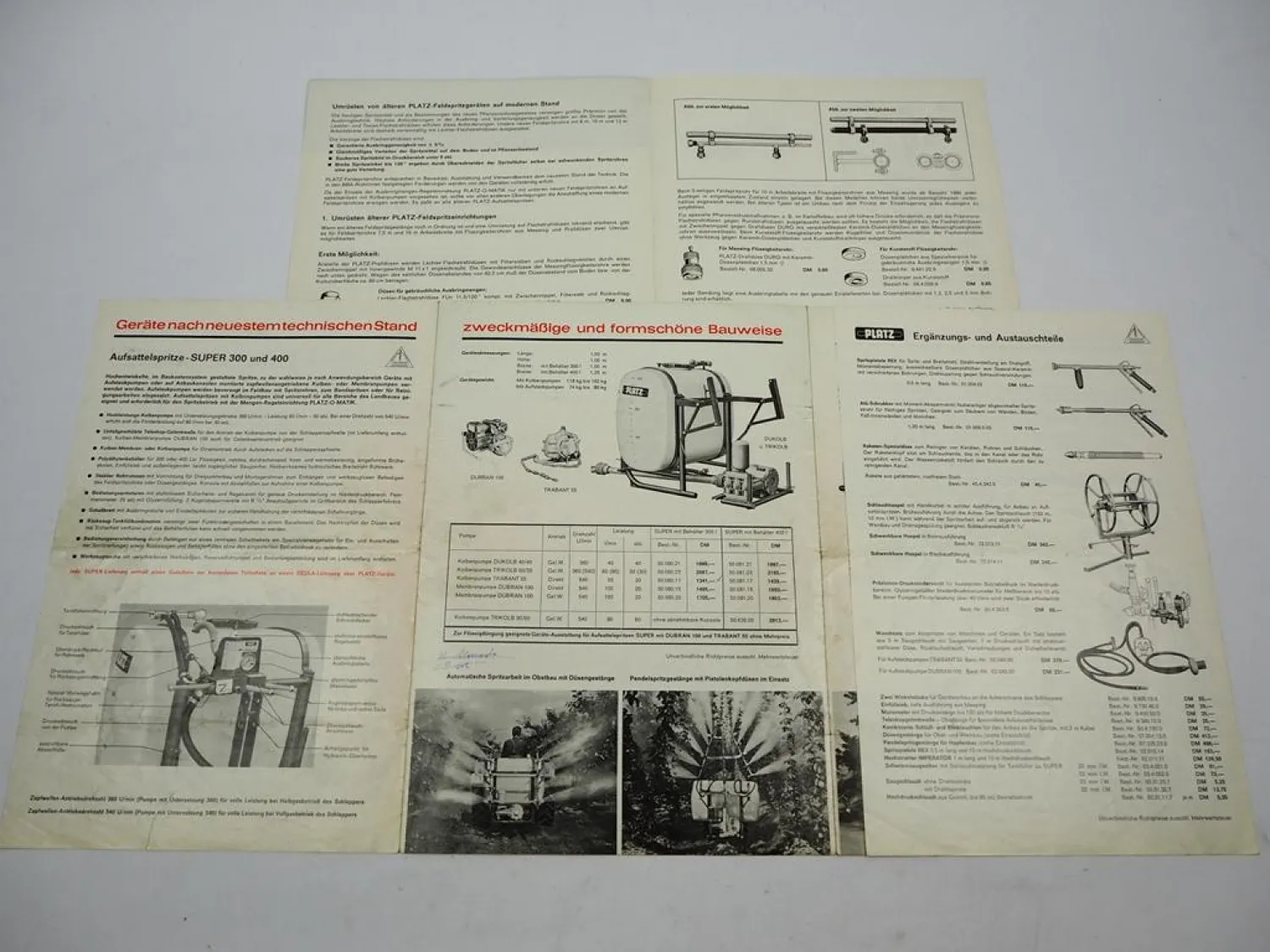 2x Original Prospekt Platz Pflanzenschutz Spritzen z.B. an Eicher Schlepper 1970