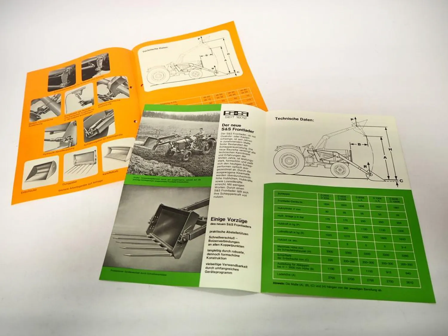 2x Original Prospekt Stockey & Schmitz Frontlader Anbaugerät Deutz ca. 1980er J.